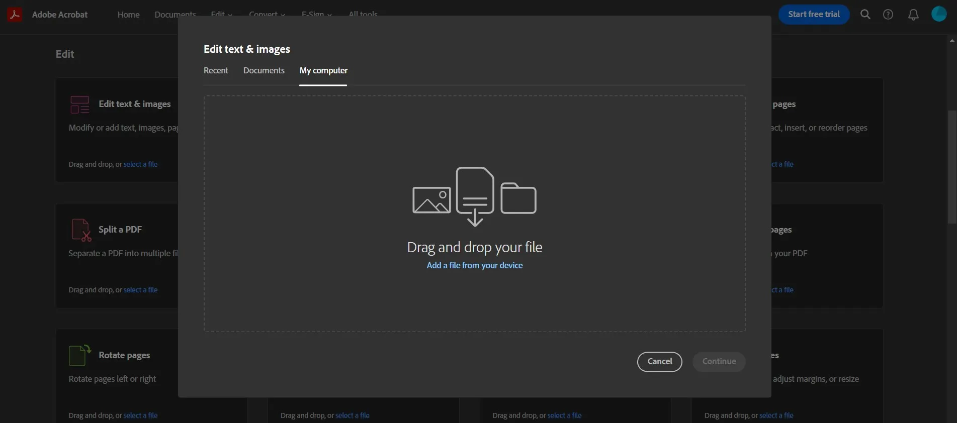 repair pdf file adobe upload file