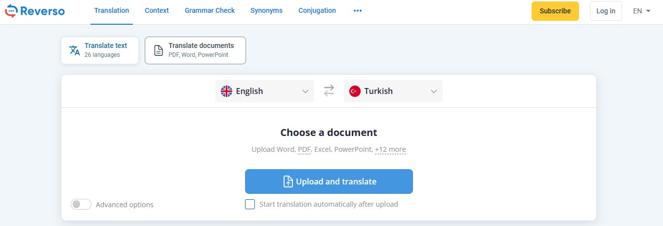 reverso english to turkish translator