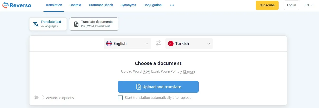 reverso english to turkish translator