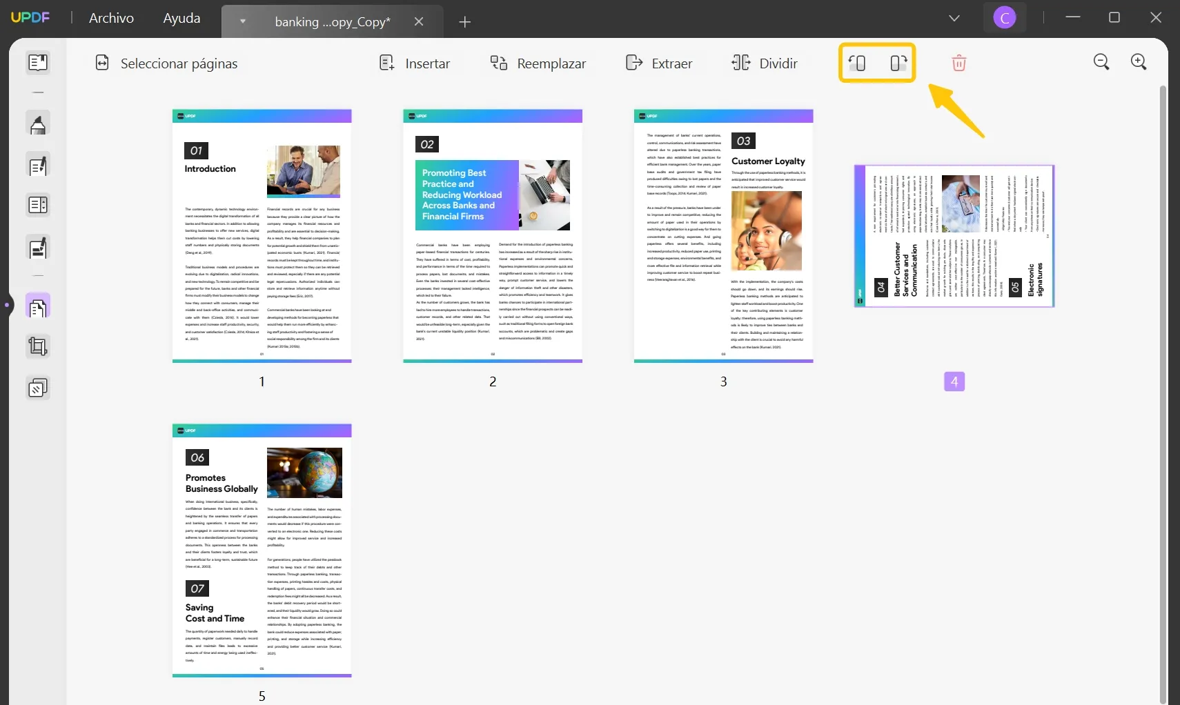 rotar páginas pdf y organizar pdf