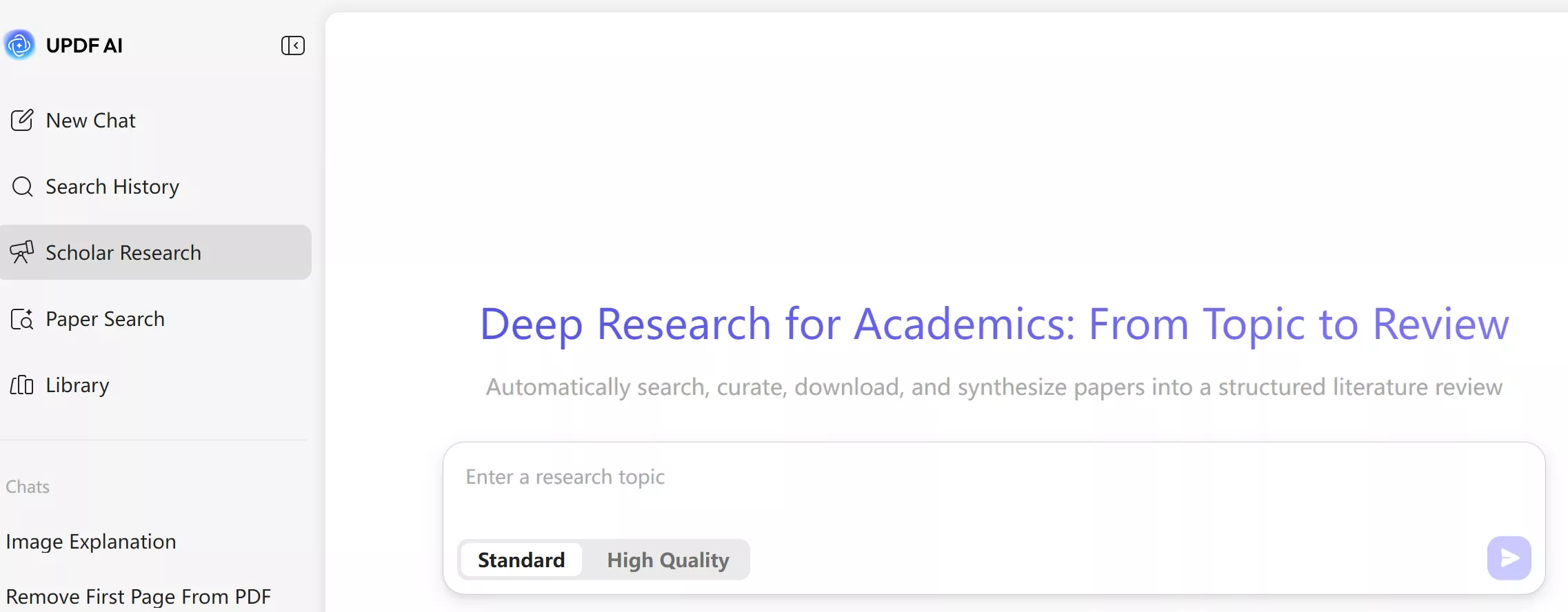UPDF AI scholar reseach