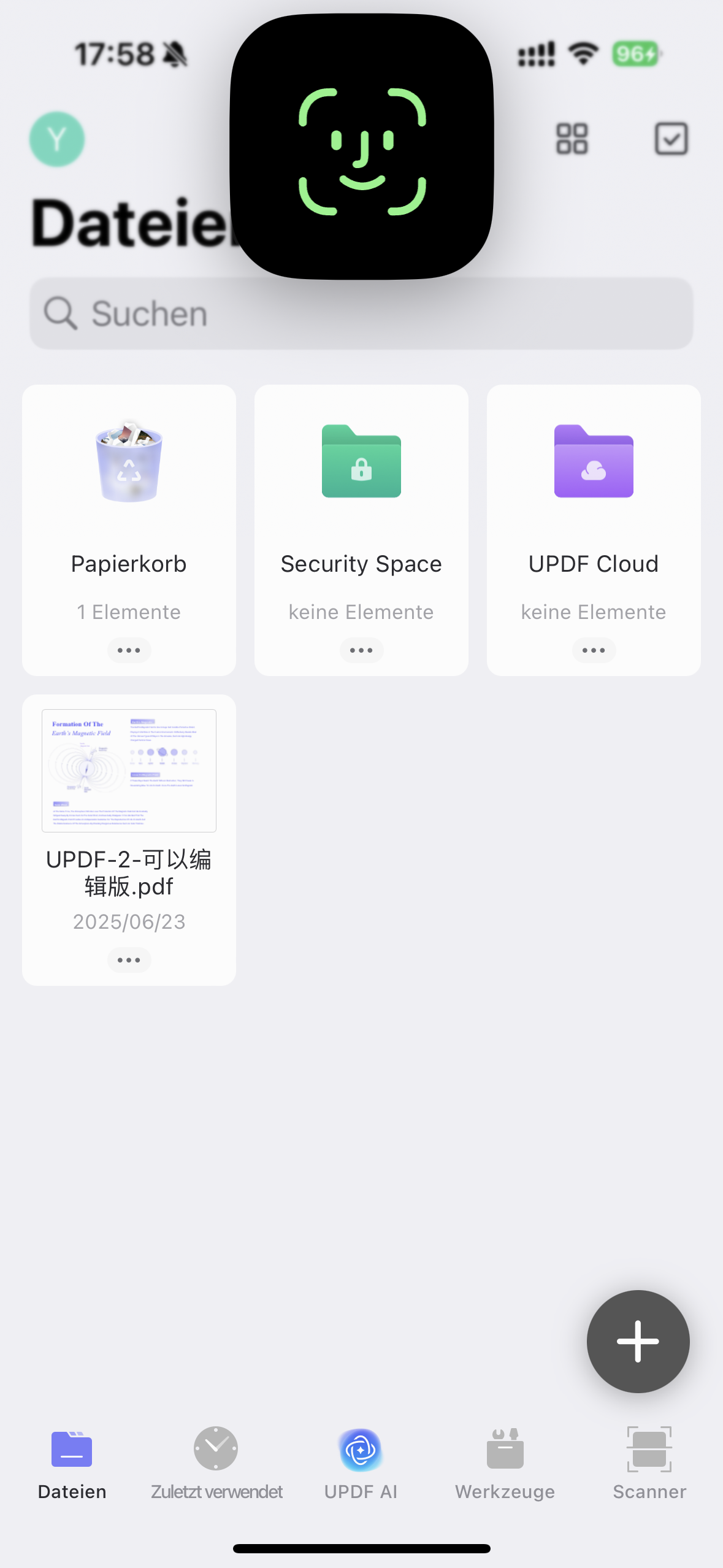 UPDF Face ID erkennen