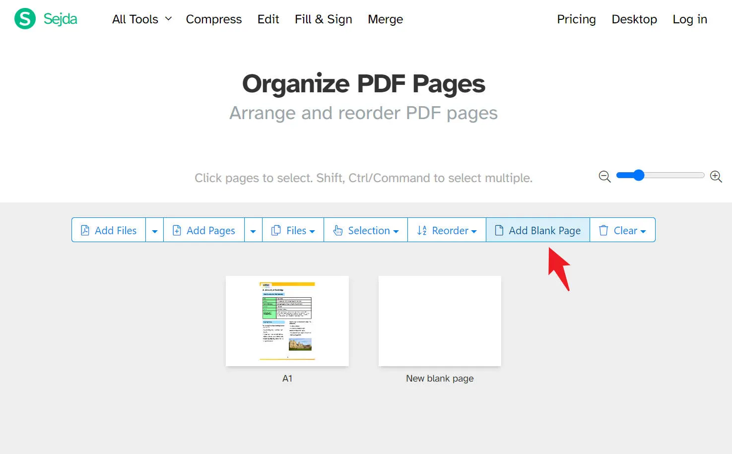 insert pages to pdf online free