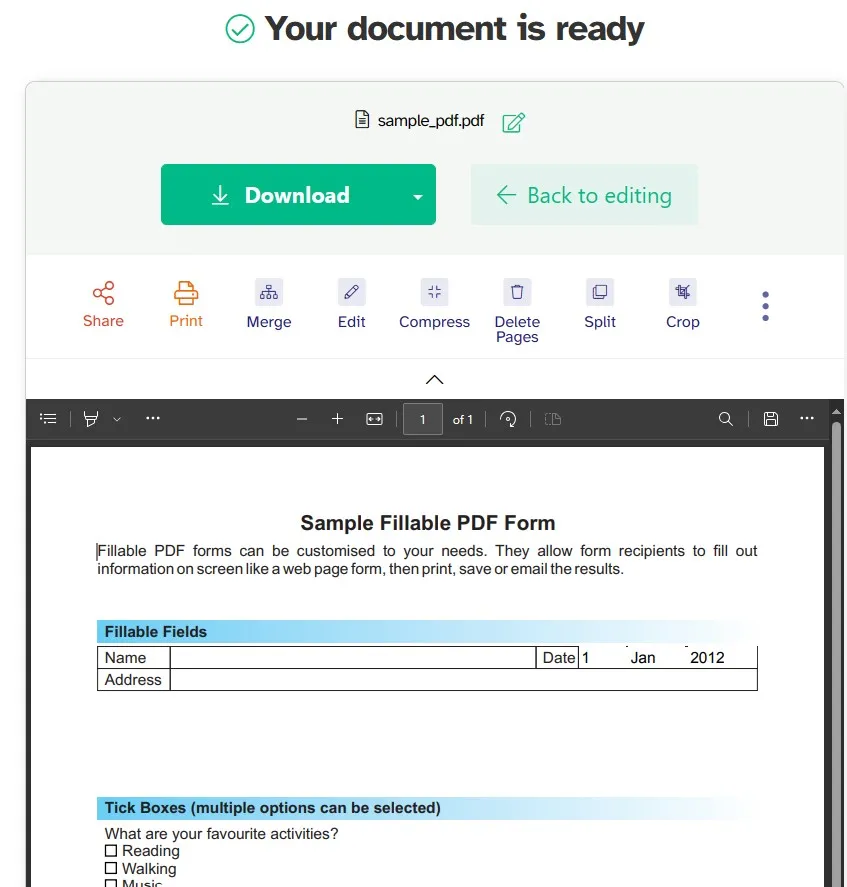 flatten pdf form sejda download