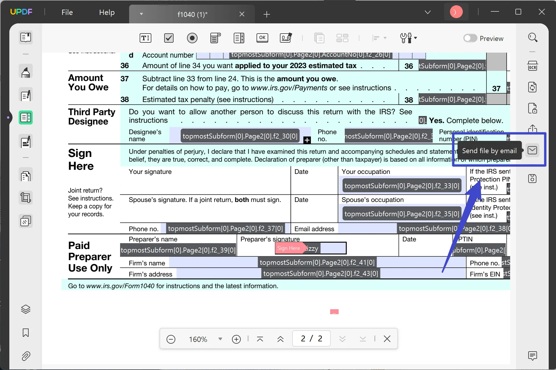 gmail digital sign send form by email