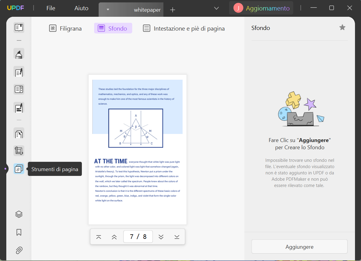 cambiare il colore di sfondo di un PDF