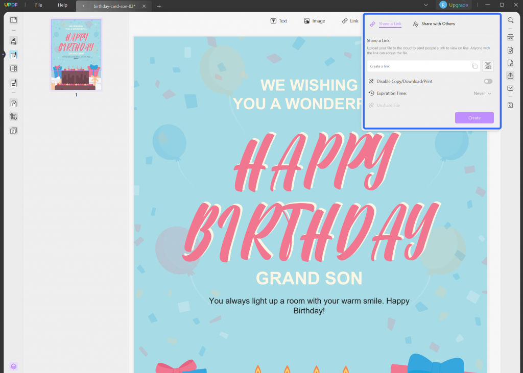 share birthday card for grandson