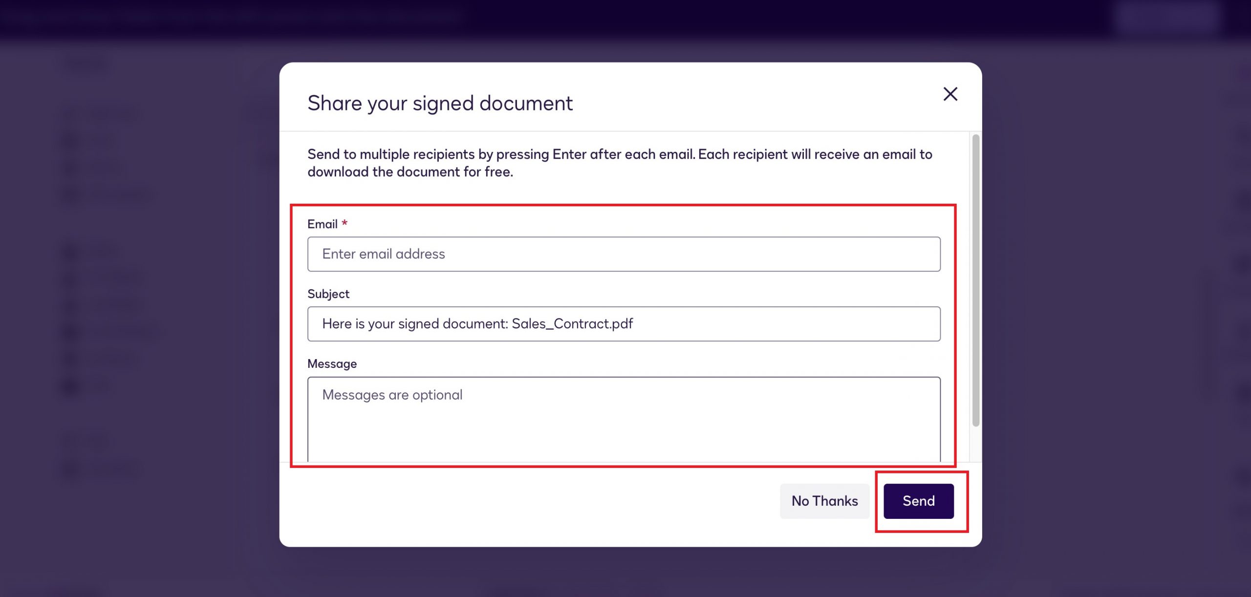 share your signed document docusign