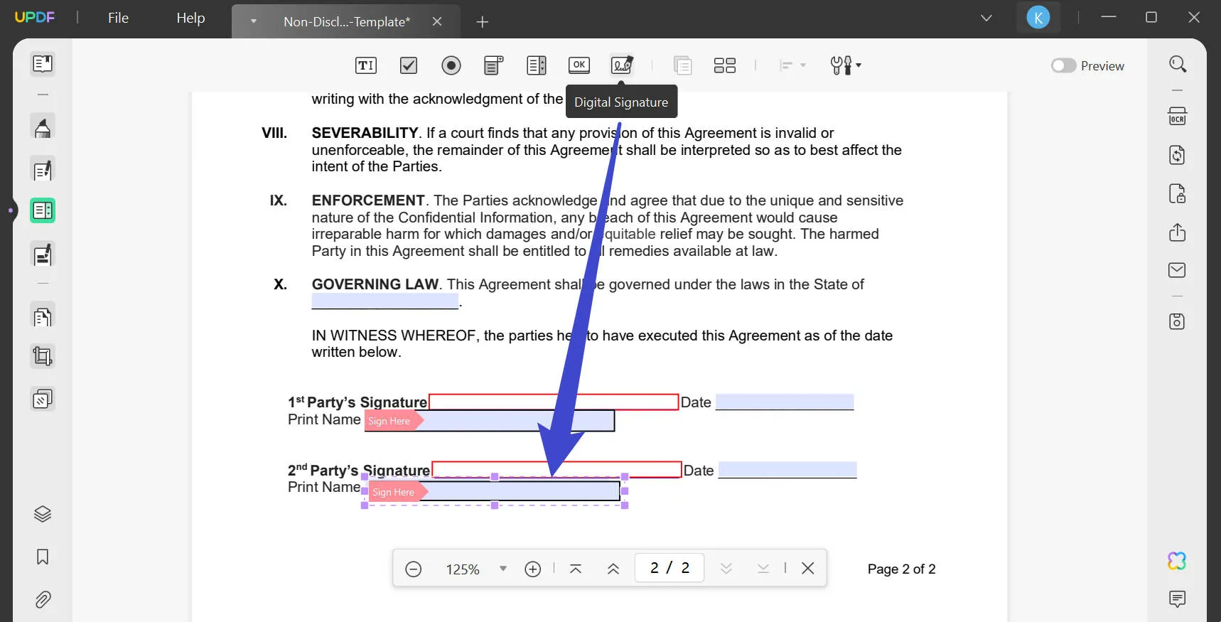 digitally sign pdf form