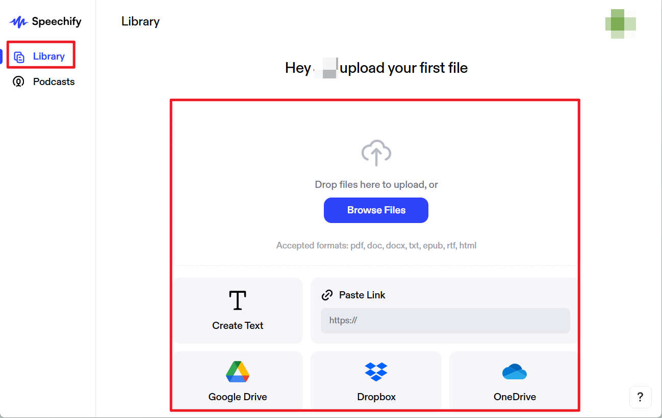speechify upload files