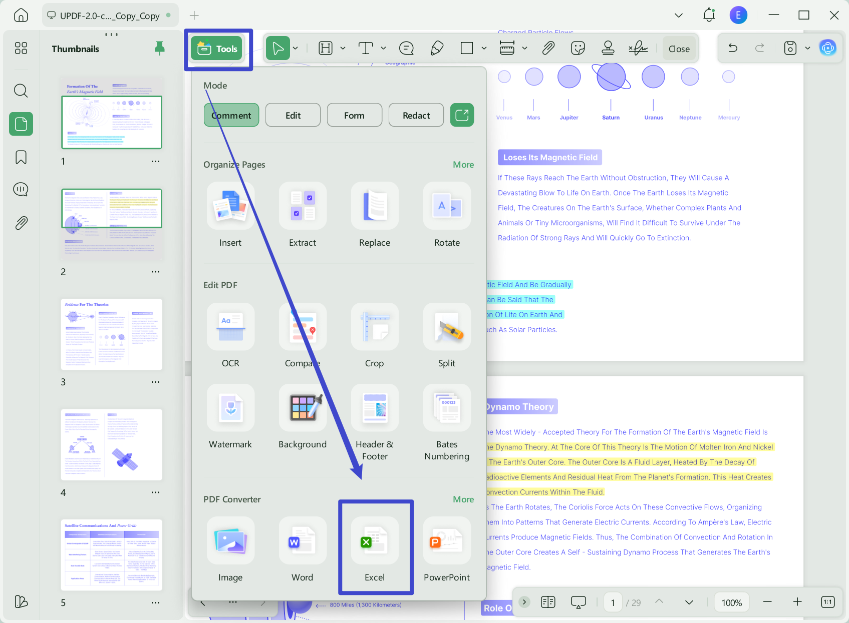 adobe pdf to xls updf