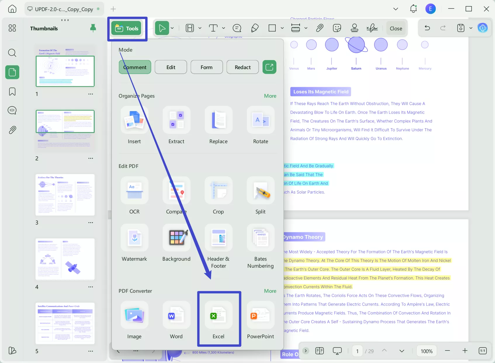 adobe pdf to xls updf