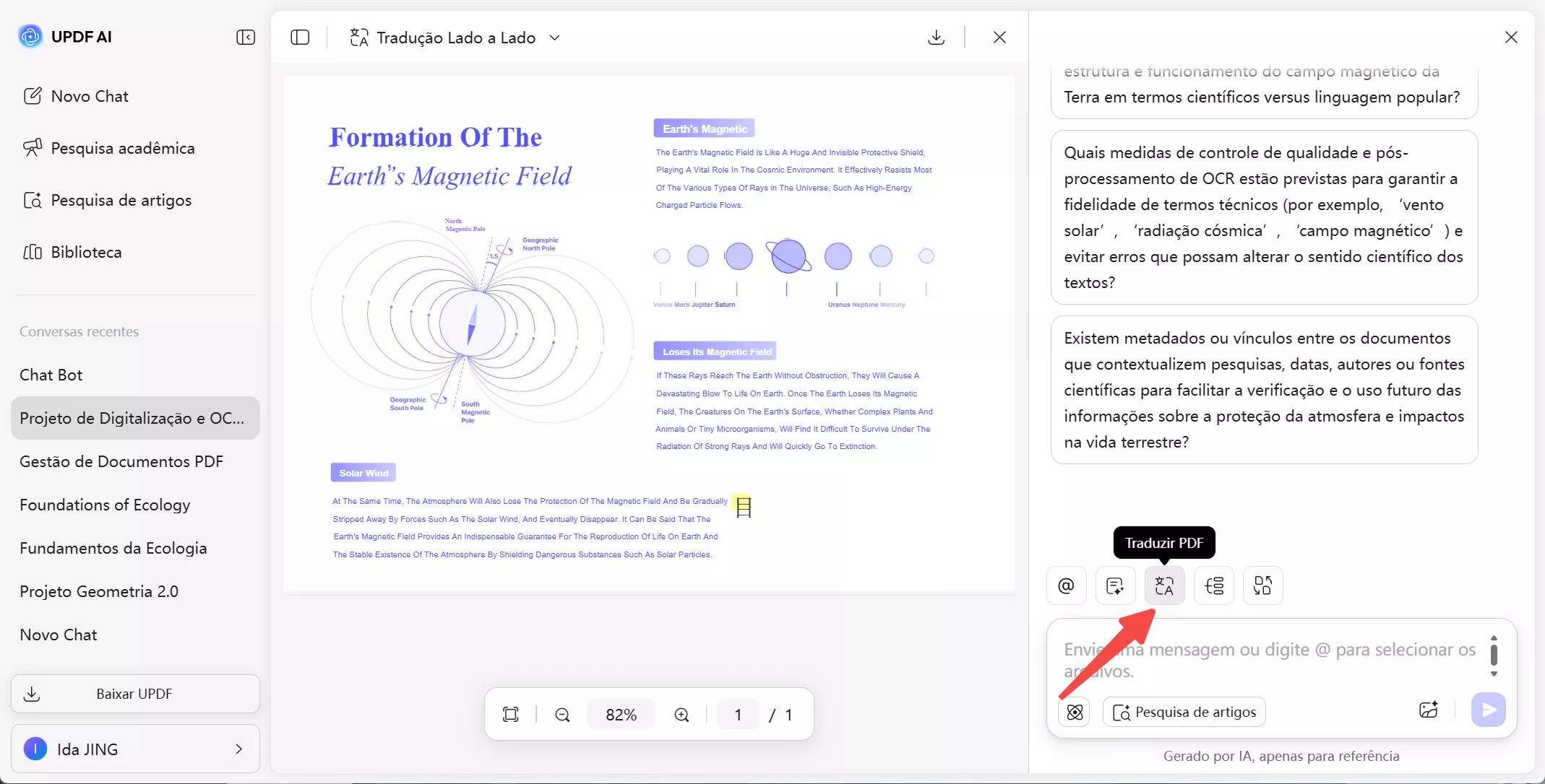 traduzir pdf na web ai do updf