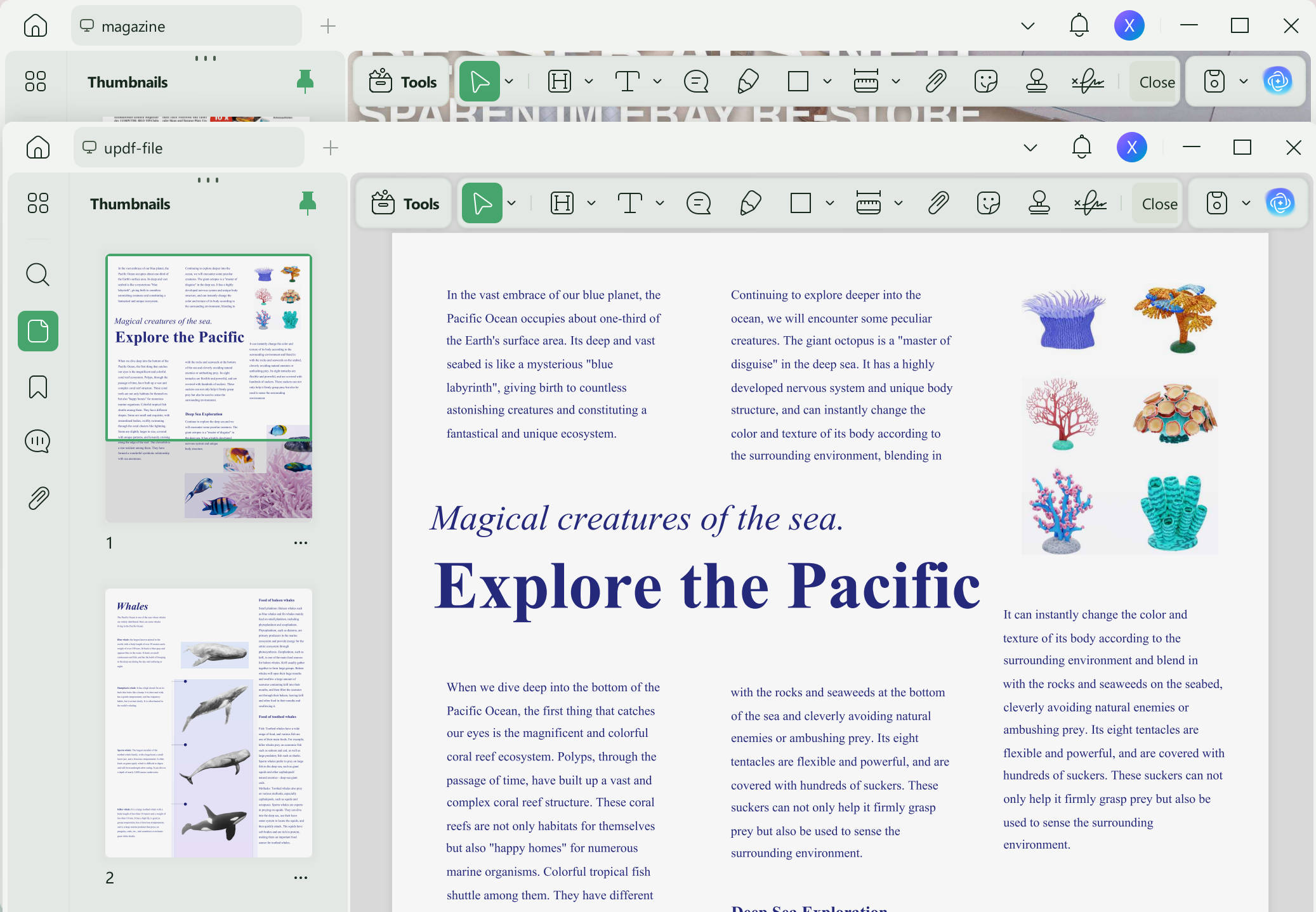 split view pdf two updf interfaces