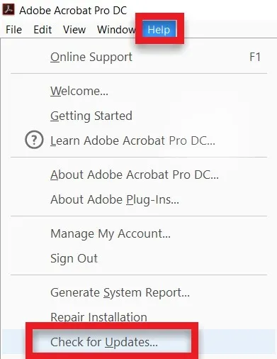 Adobe does not print adobe check for updates