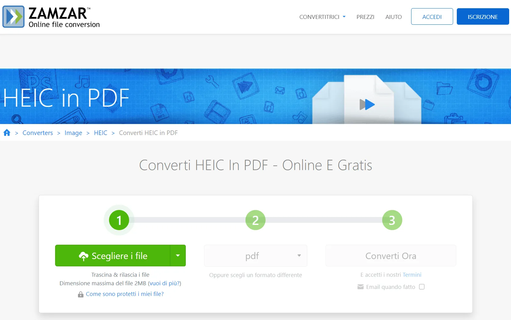 Convertire HEIC in PDF online