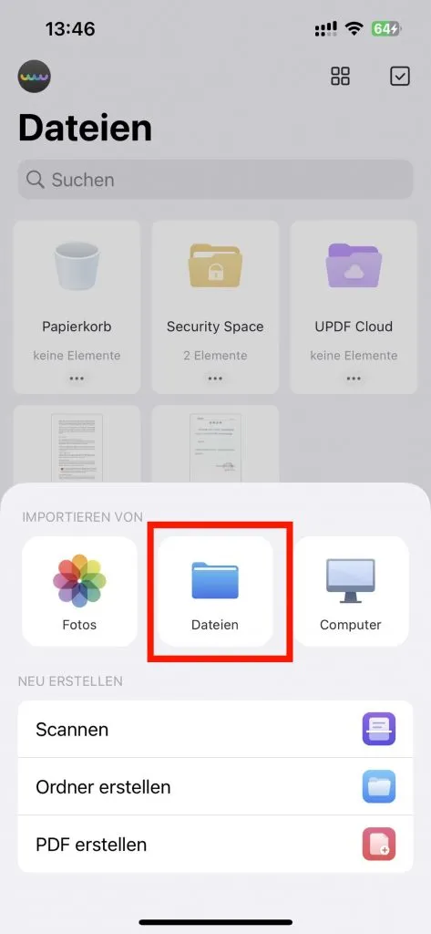 DF auf dem iPhone öffnen