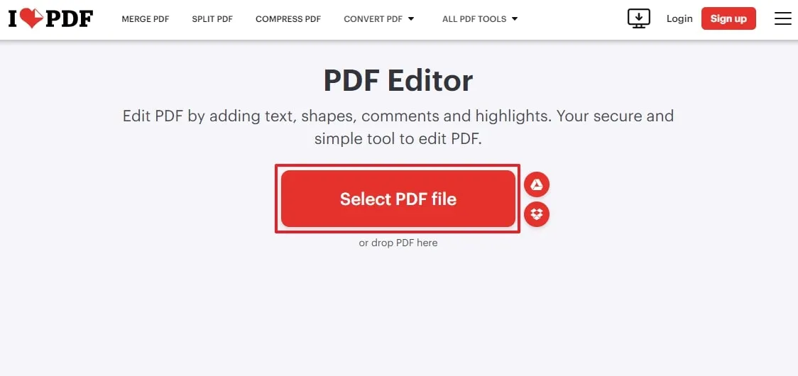 add image to pdf online select pdf file to import
