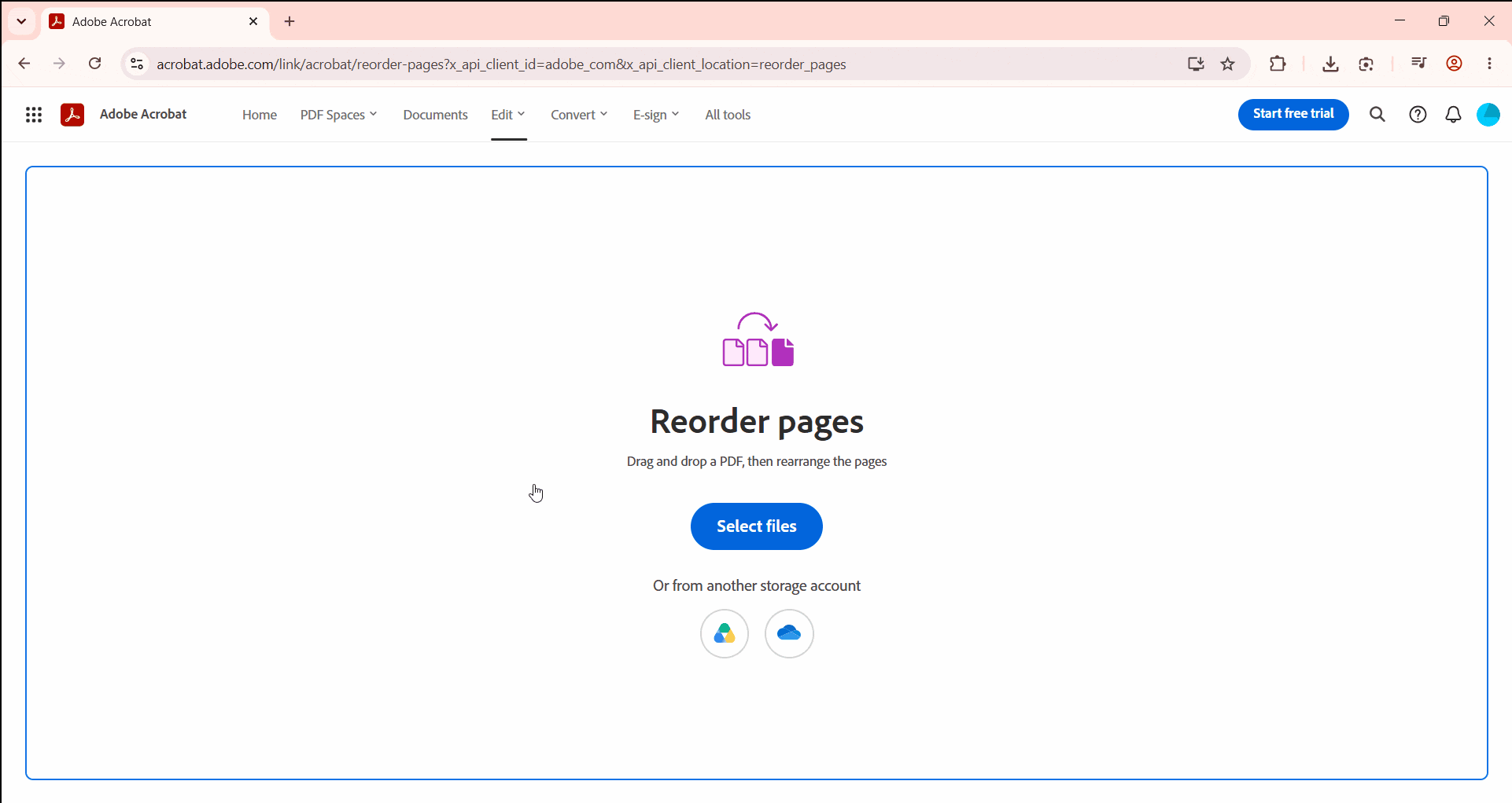 Rearrange & Replace Pages Online via Adobe Acrobat Online