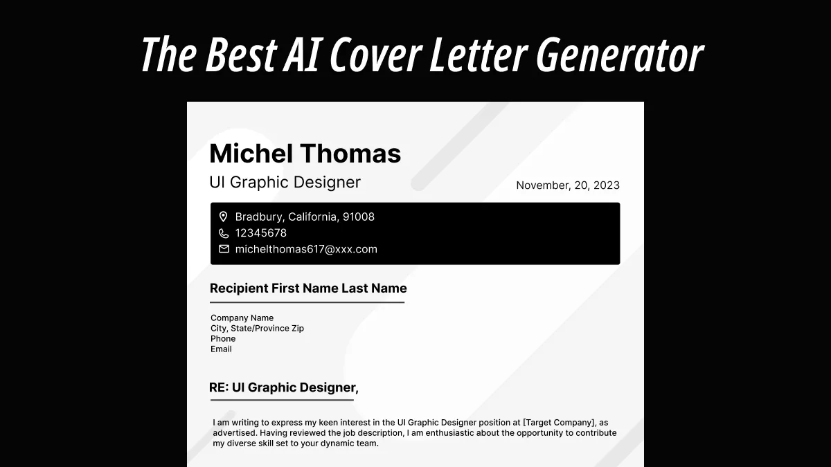 The Best AI Cover Letter Generator to Craft the Best Cover Letter