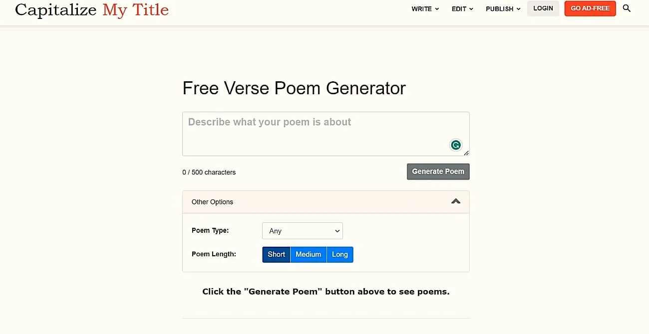 capitalize my title ai poem generator