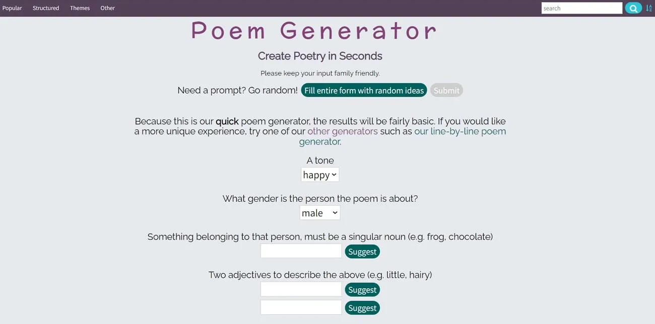 generatore di poesie: Poem-Generator