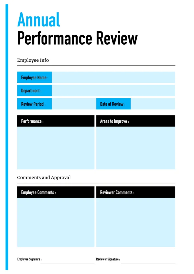employee annual review template annual