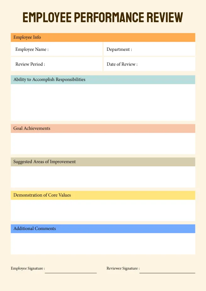 employee annual review template  ability