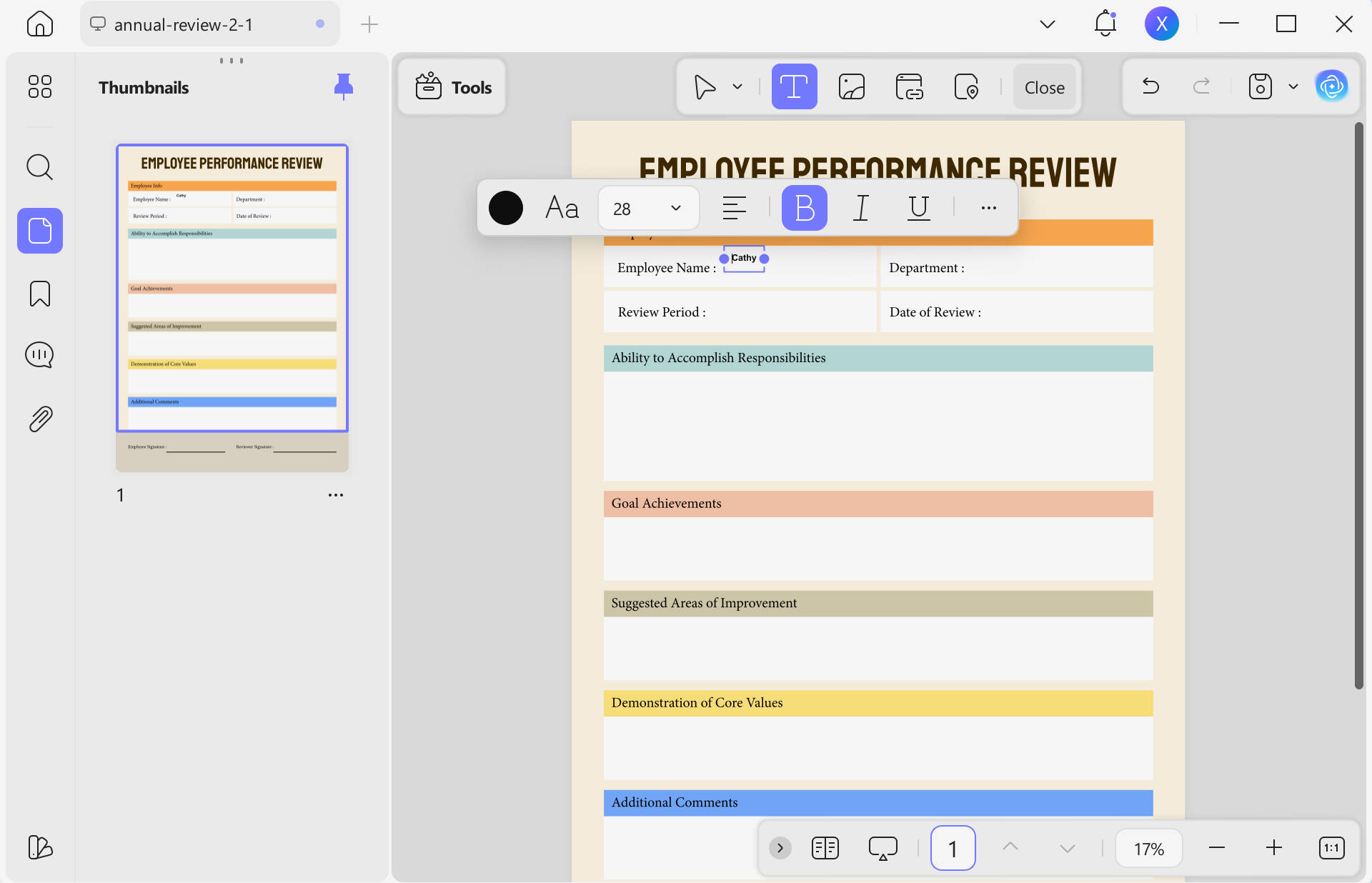 employee annual review template edit