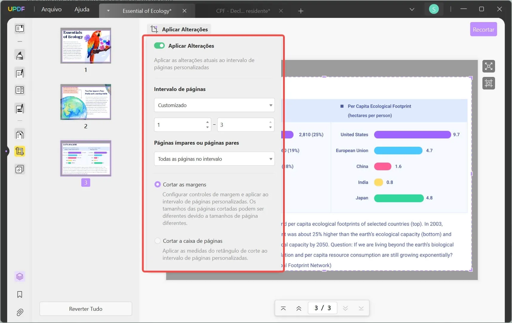 aumentar o tamanho do pdf ajustando o tamanho da página