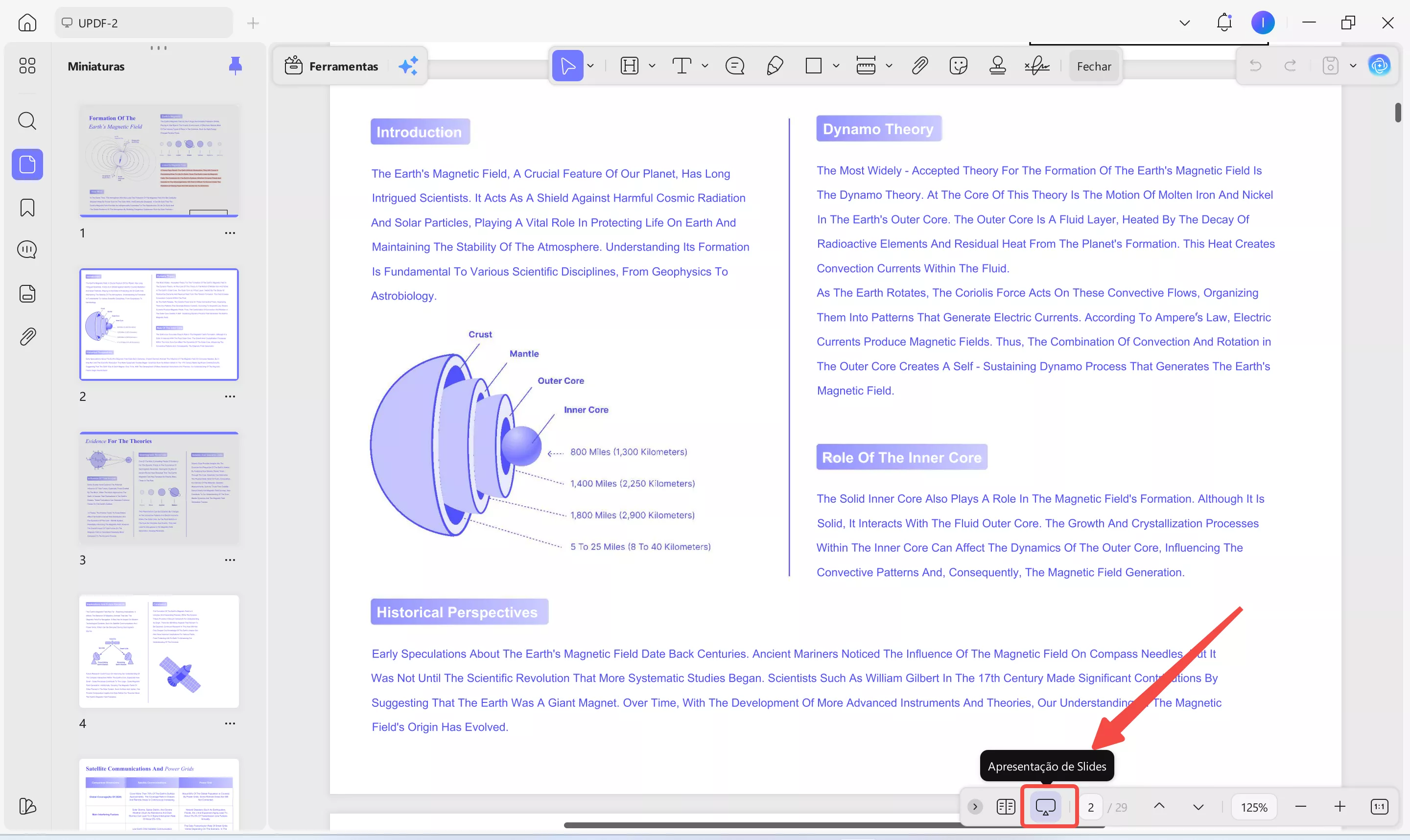 apresentação de slides