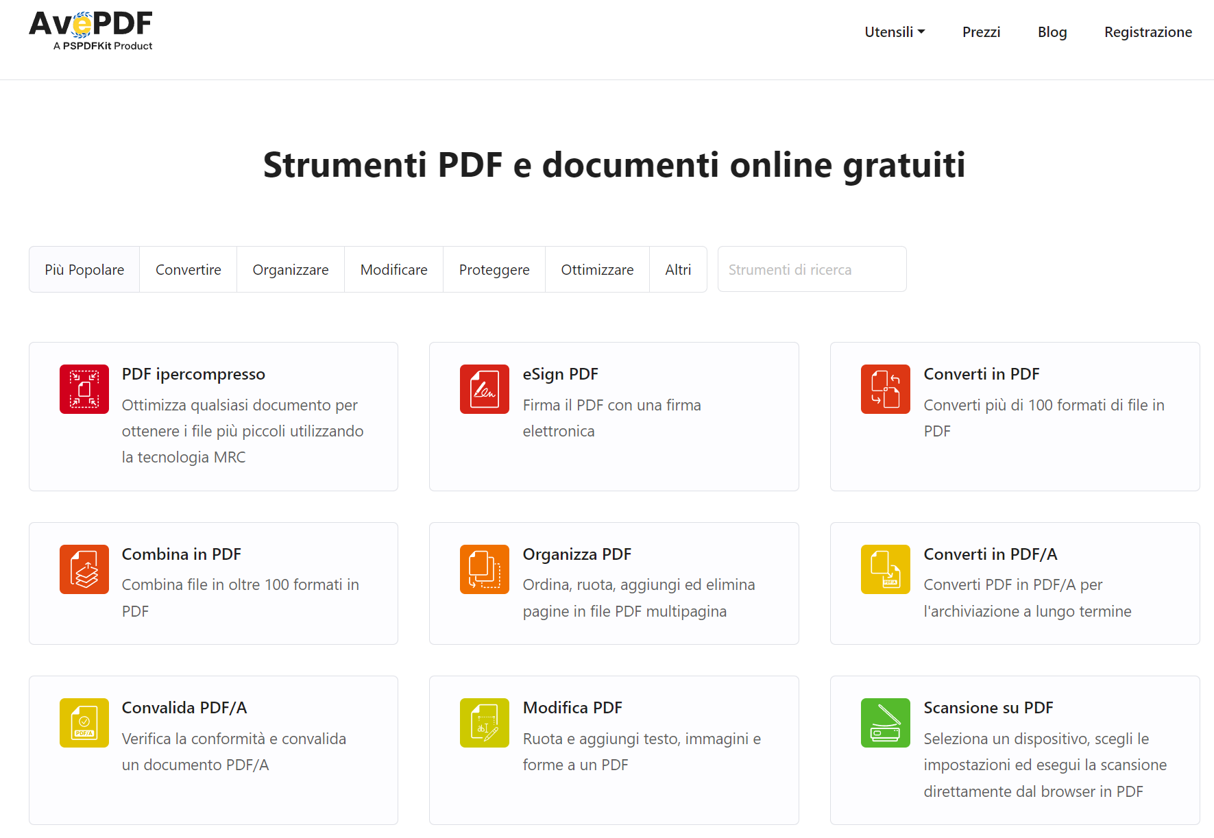 avepdf strumento basato sul web