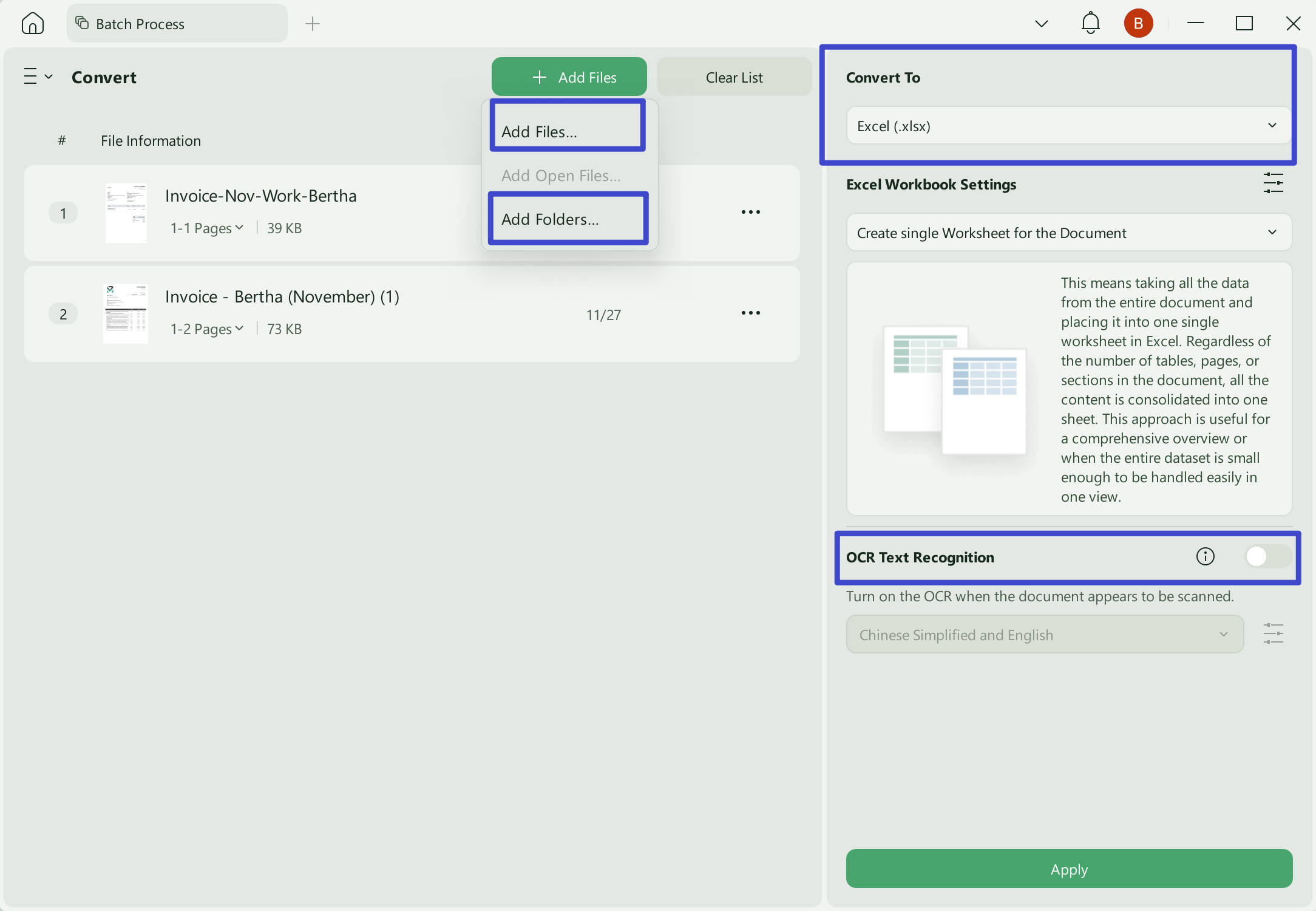 batch OCR PDF to Excel
