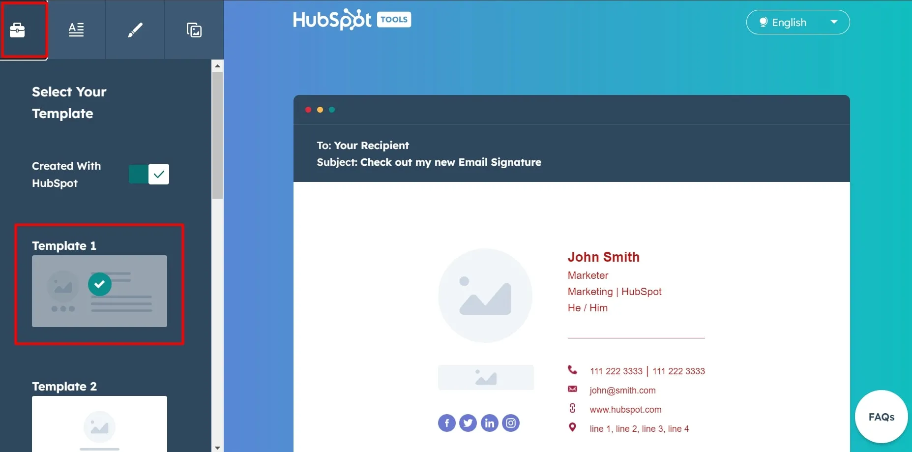 Générateur de signatures d'emails pour Outlook et Gmail, HubSpot