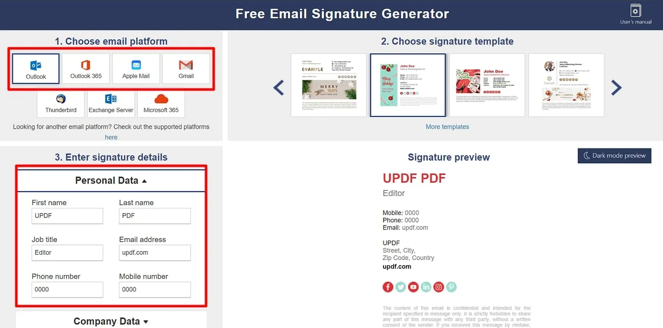 Générateur de signatures d'emails pour Outlook et Gmail, Email Signature