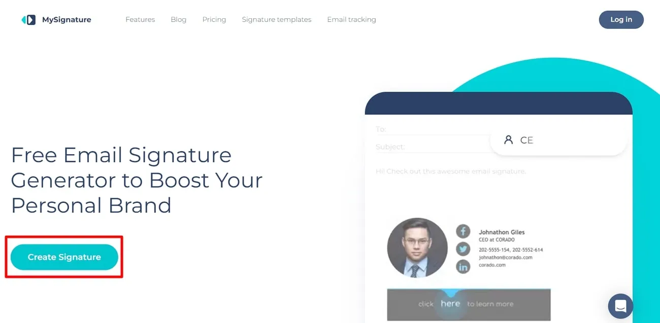 hit the create signature button email signature generator