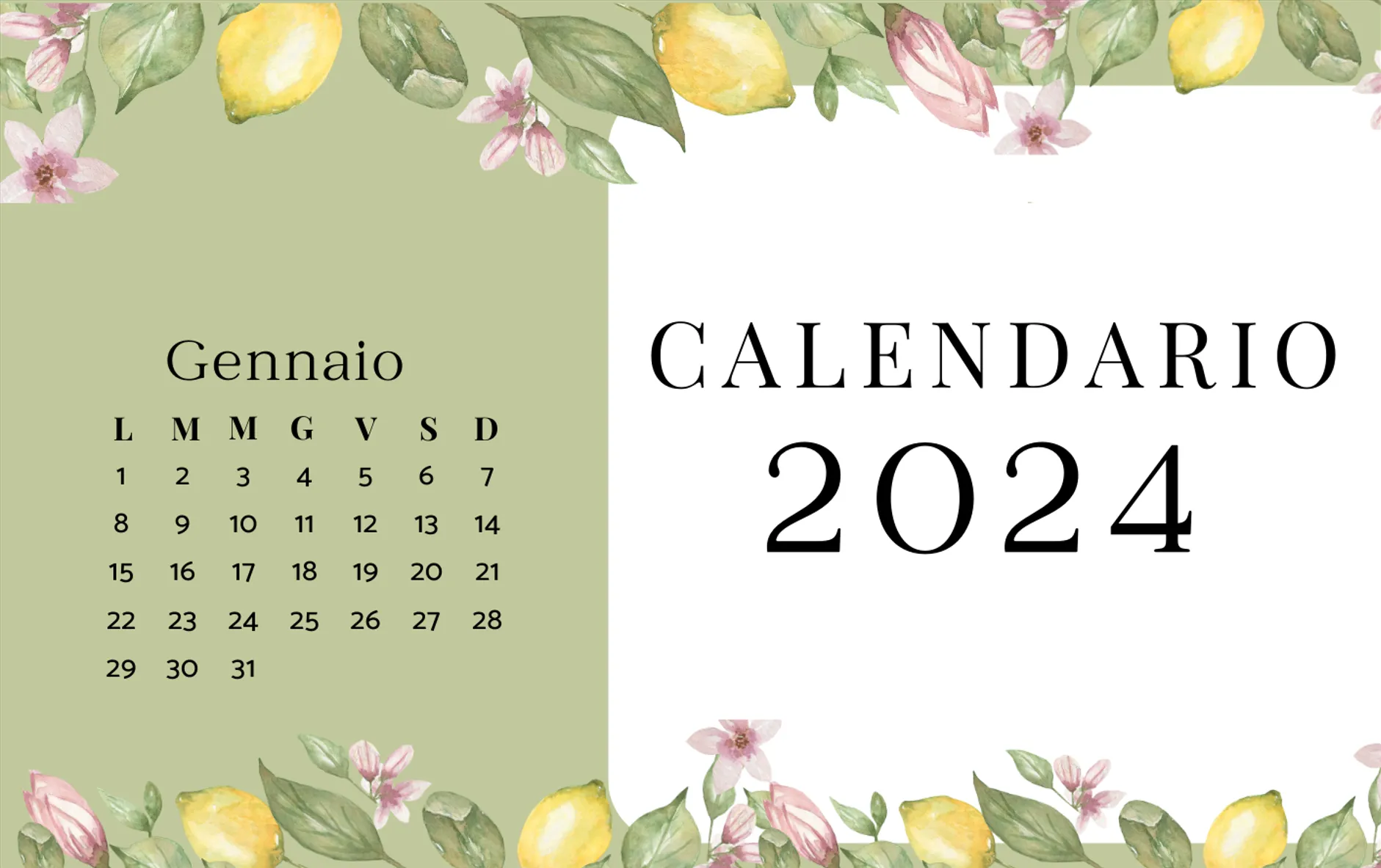 Calendario 2024 stampabile da non perdere