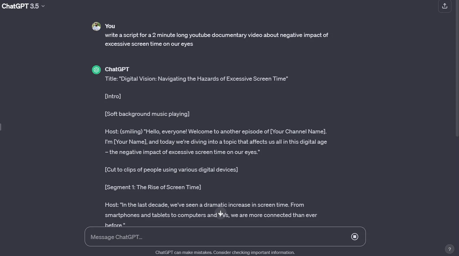youtube script writer chatgpt