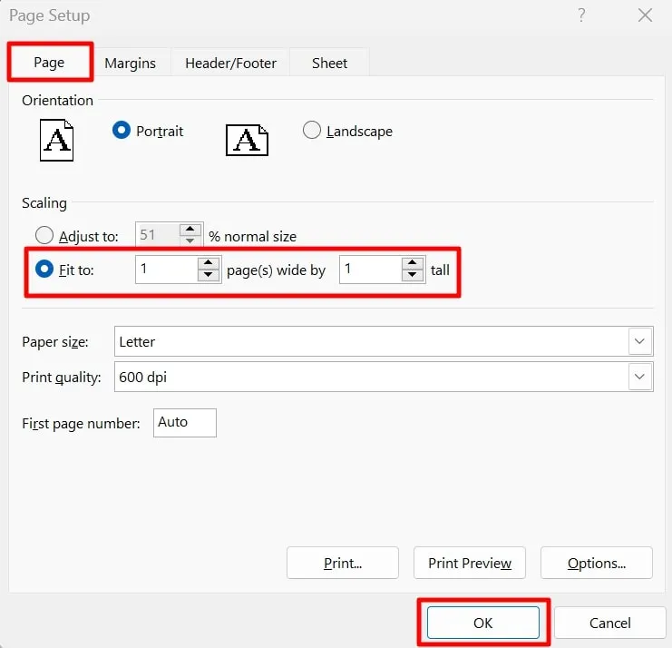 excel to pdf an die Seite anpassen Seite einrichten