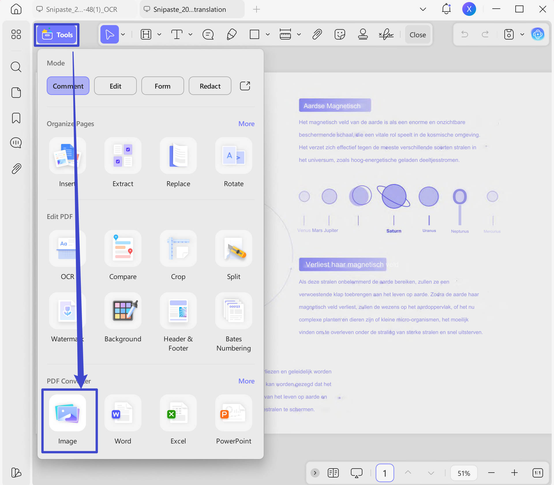 Export PDF to image with UPDF on Windows