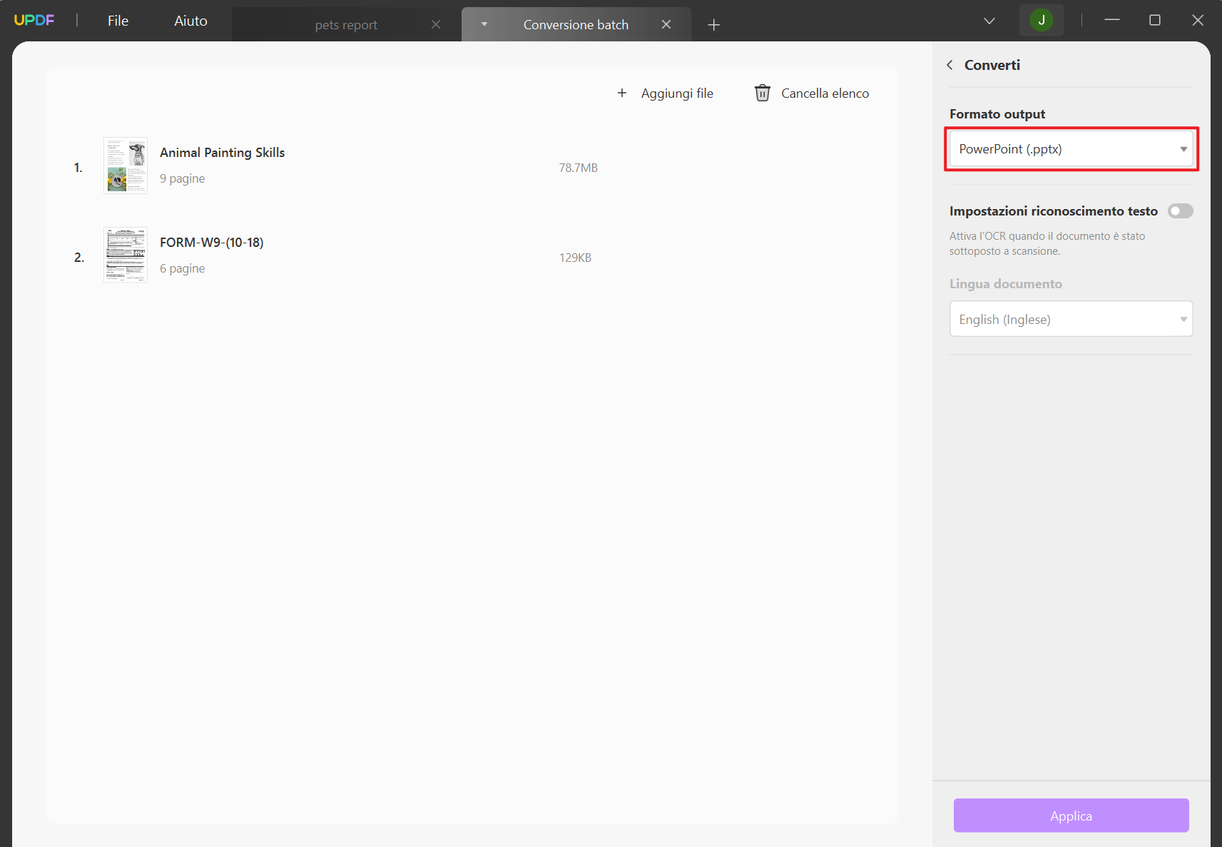 Convertire più PDF in PowerPoint in batch