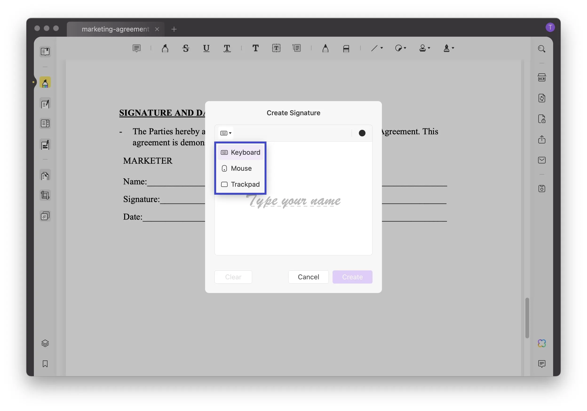 Signature types