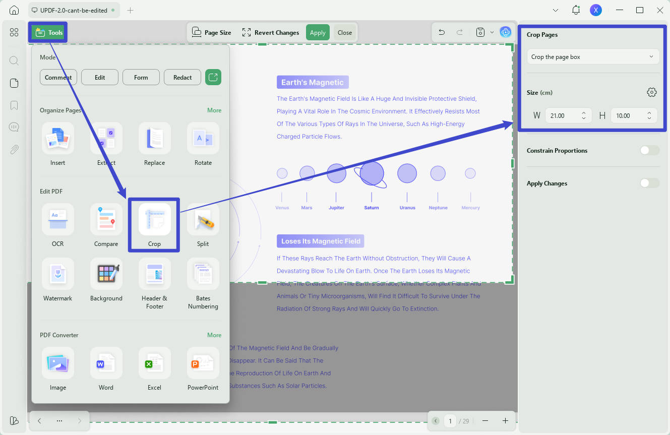 PDF cleaner crop pages