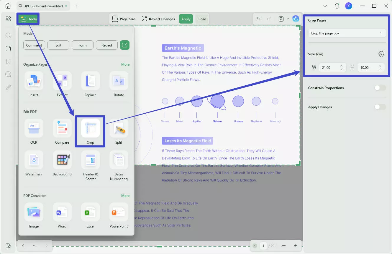 PDF cleaner crop pages