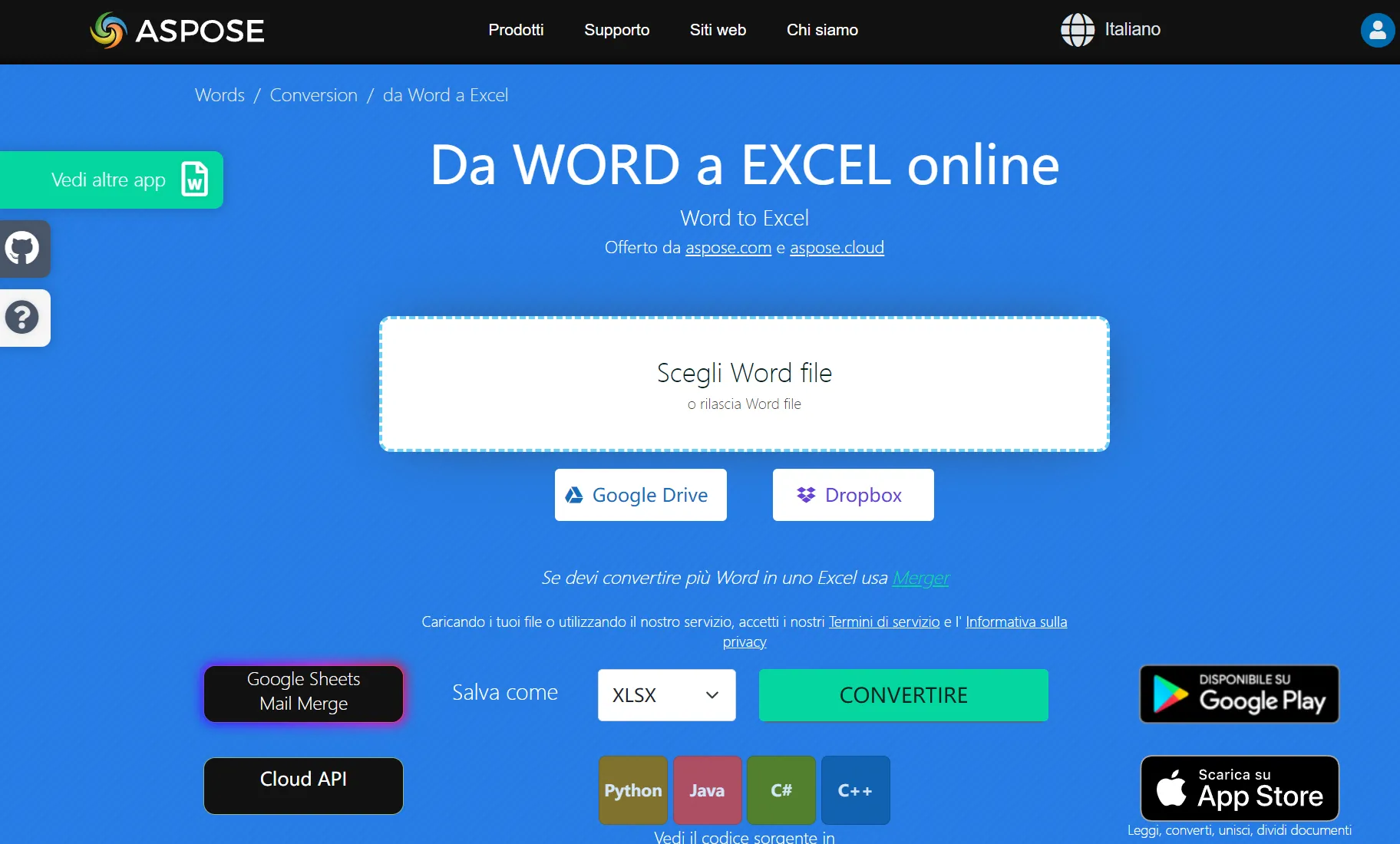 Converti Word in Excel online