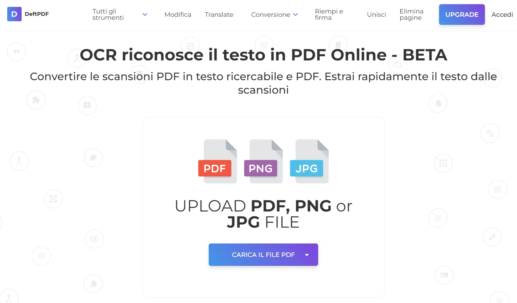 Applica l'OCR dopo aver impostato la lingua e il formato