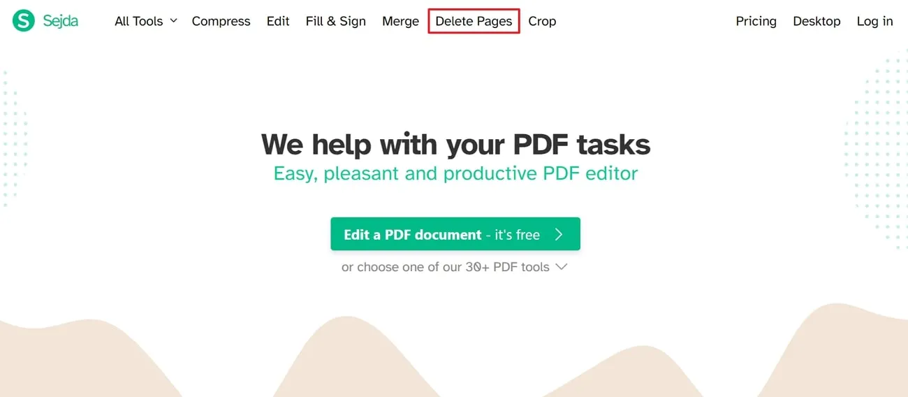 delete pdf pages online navigate to delete pages option