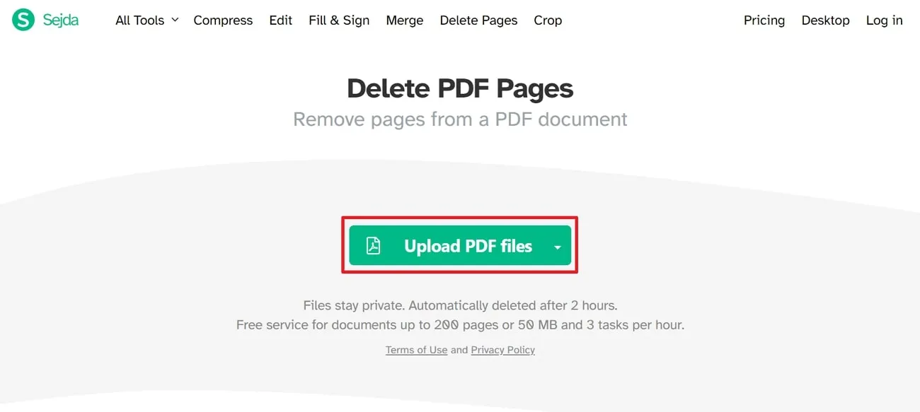 delete pdf pages online upload required pdf file