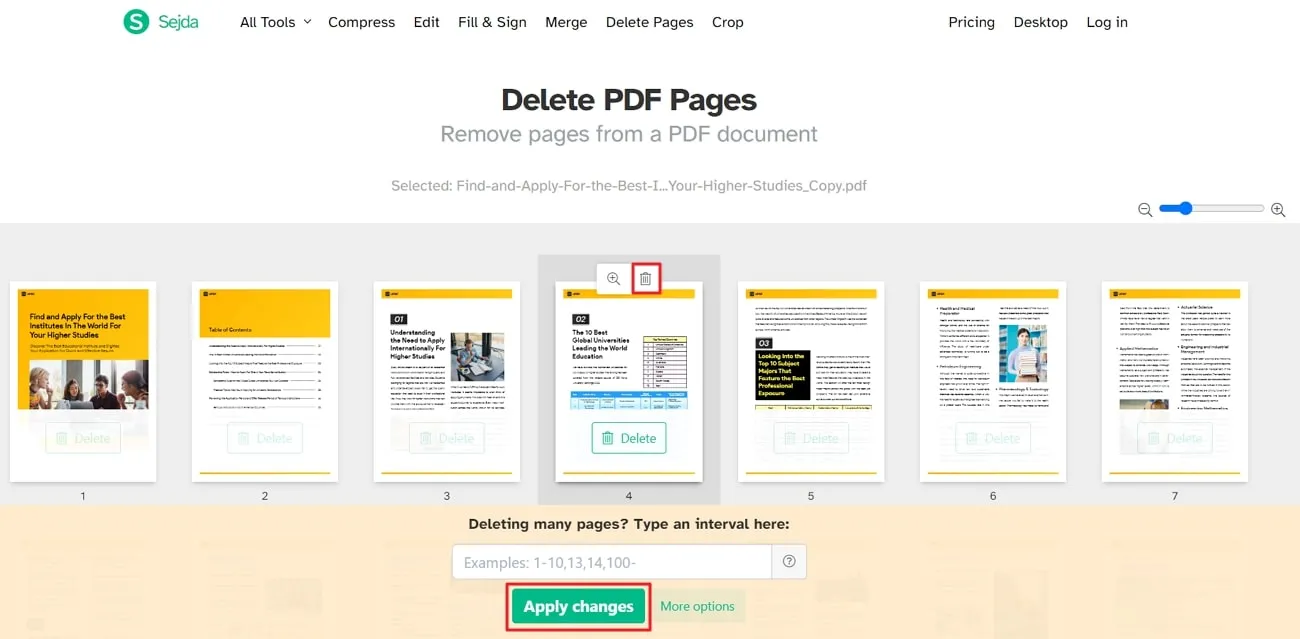 eliminare le pagine PDF online