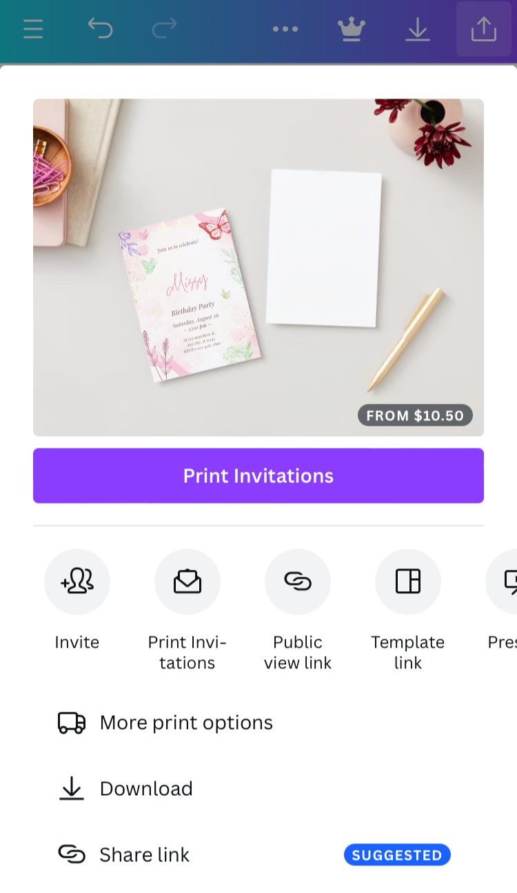 บันทึก Canva เป็น PDF สำหรับไอโฟน